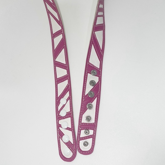 Handmade Adjustable Vinyl Belt with SS Snaps and Decorative Stitching